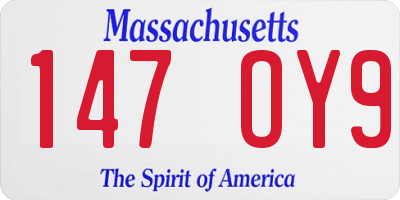MA license plate 147OY9