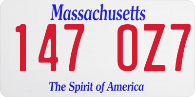 MA license plate 147OZ7