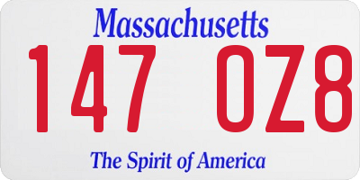 MA license plate 147OZ8