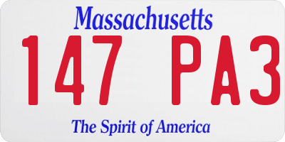 MA license plate 147PA3