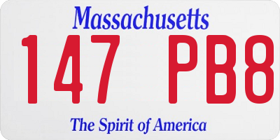 MA license plate 147PB8