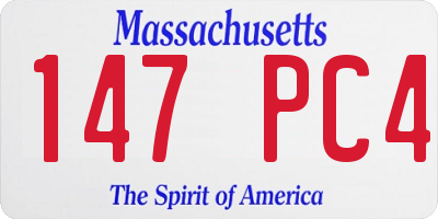MA license plate 147PC4
