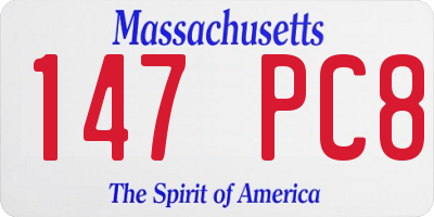 MA license plate 147PC8