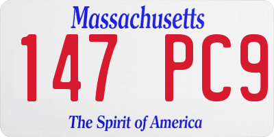 MA license plate 147PC9