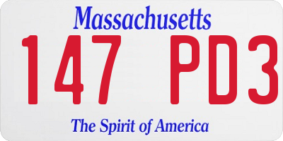 MA license plate 147PD3