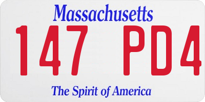 MA license plate 147PD4
