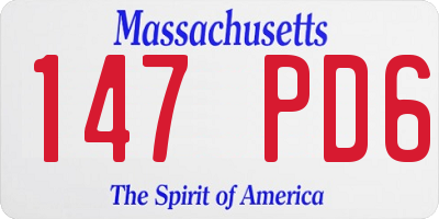MA license plate 147PD6