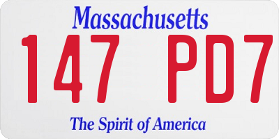 MA license plate 147PD7