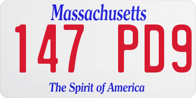 MA license plate 147PD9