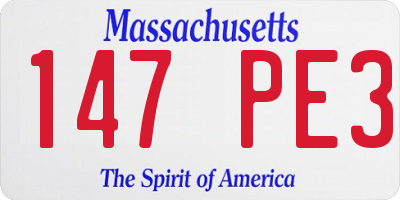 MA license plate 147PE3