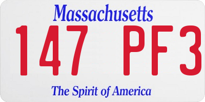 MA license plate 147PF3