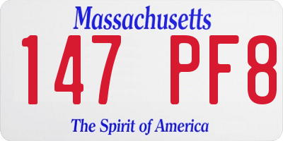 MA license plate 147PF8