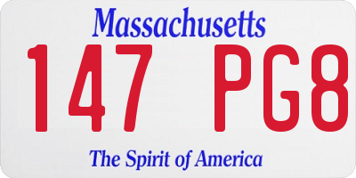 MA license plate 147PG8
