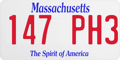MA license plate 147PH3