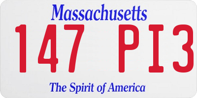 MA license plate 147PI3
