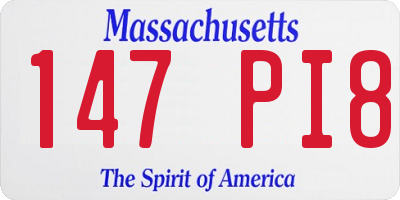 MA license plate 147PI8