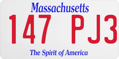 MA license plate 147PJ3