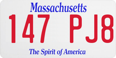 MA license plate 147PJ8