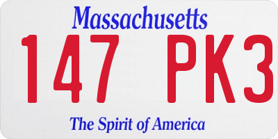 MA license plate 147PK3