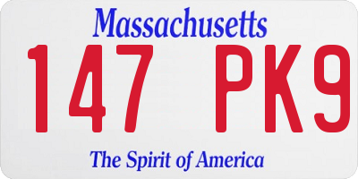 MA license plate 147PK9