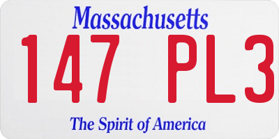 MA license plate 147PL3