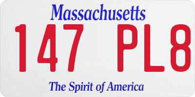 MA license plate 147PL8