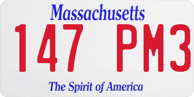 MA license plate 147PM3