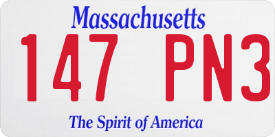 MA license plate 147PN3