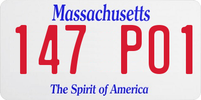 MA license plate 147PO1