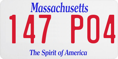 MA license plate 147PO4