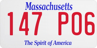 MA license plate 147PO6