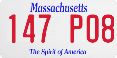 MA license plate 147PO8