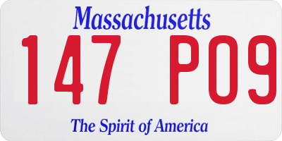 MA license plate 147PO9