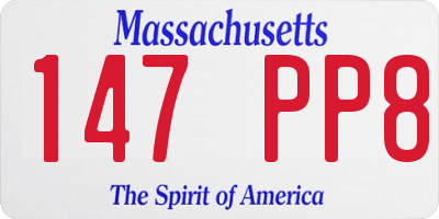 MA license plate 147PP8