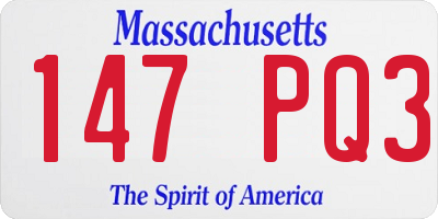 MA license plate 147PQ3