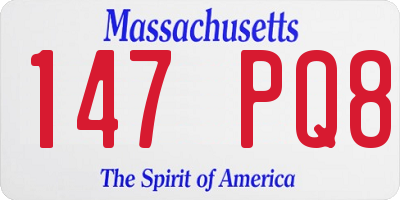MA license plate 147PQ8