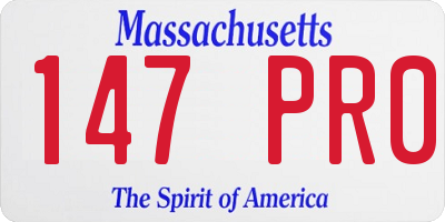 MA license plate 147PR0