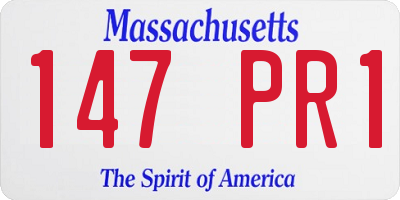 MA license plate 147PR1