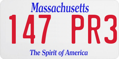MA license plate 147PR3