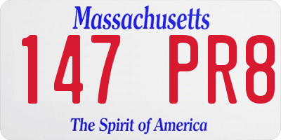 MA license plate 147PR8