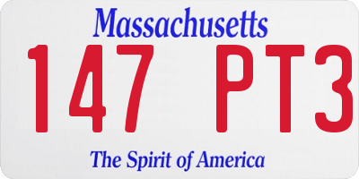 MA license plate 147PT3