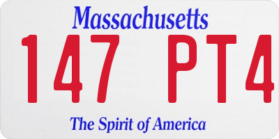 MA license plate 147PT4