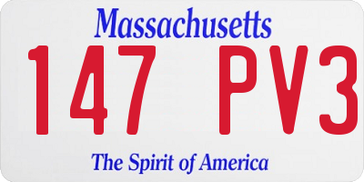 MA license plate 147PV3