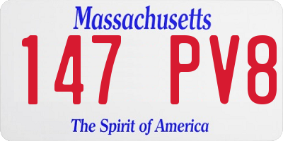 MA license plate 147PV8