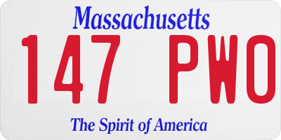 MA license plate 147PW0