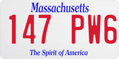 MA license plate 147PW6