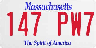 MA license plate 147PW7