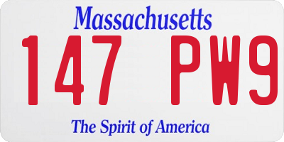 MA license plate 147PW9