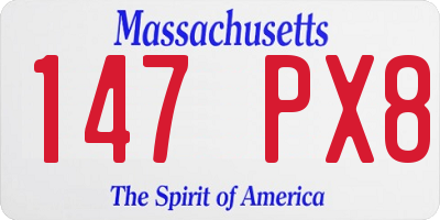 MA license plate 147PX8