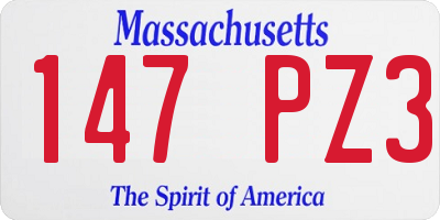 MA license plate 147PZ3